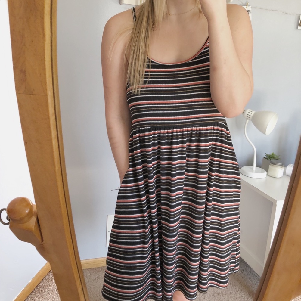 Wild Fable Black and Orange Striped Sundress- MED